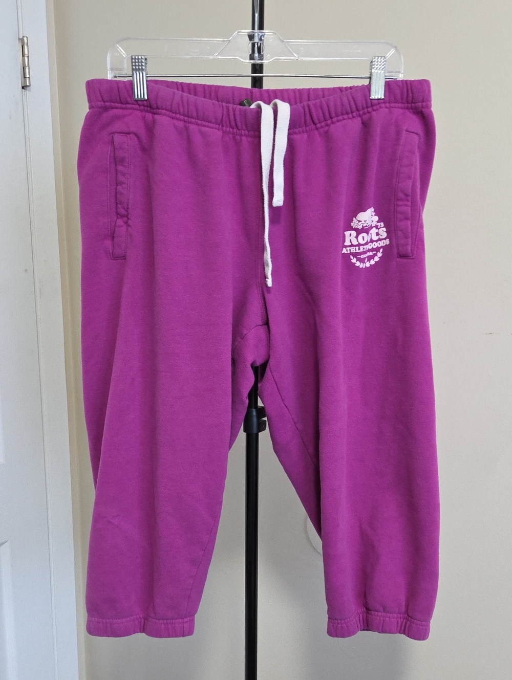 Roots Magenta Capri Sweatpants with White Drawstring